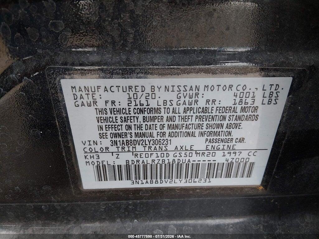 3N1AB8DV2LY306231 2020 NISSAN SENTRA photo no. 9