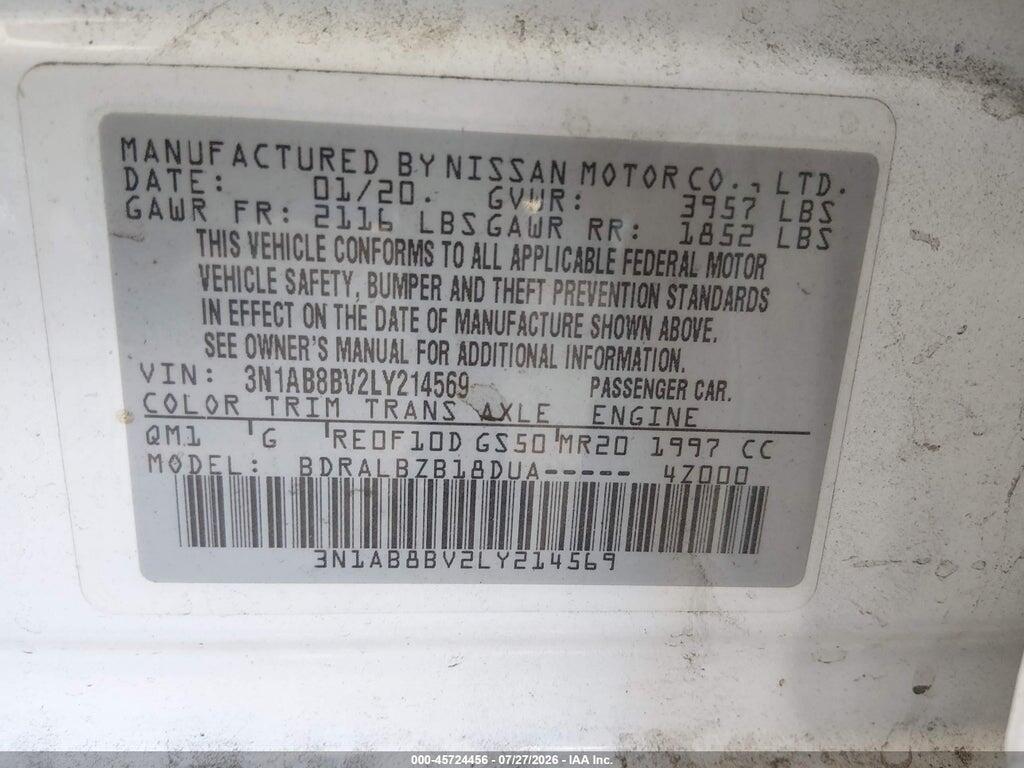 3N1AB8BV2LY214569 2020 NISSAN SENTRA photo no. 9