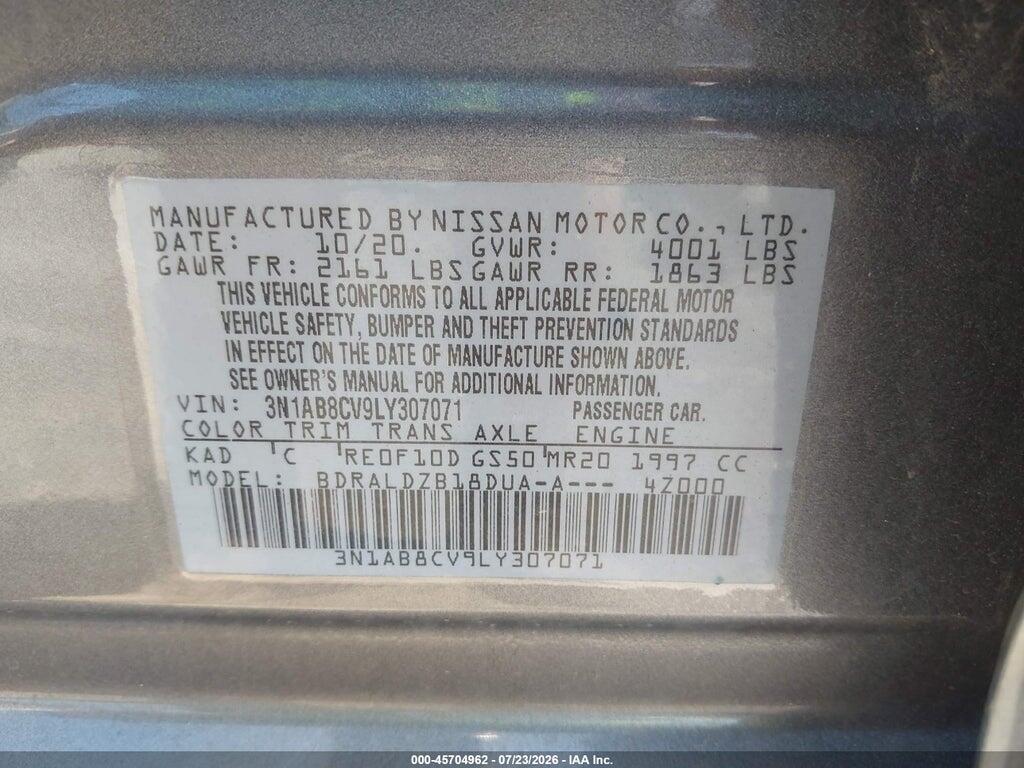 3N1AB8CV9LY307071 2020 NISSAN SENTRA photo no. 9