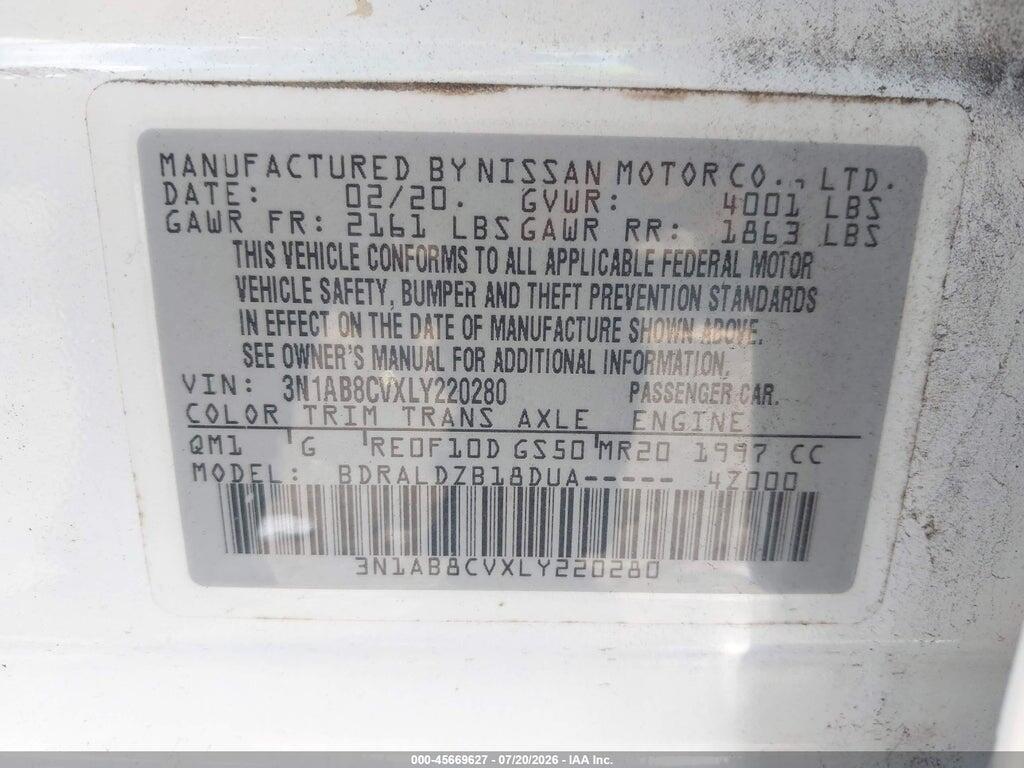 3N1AB8CVXLY220280 2020 NISSAN SENTRA photo no. 9