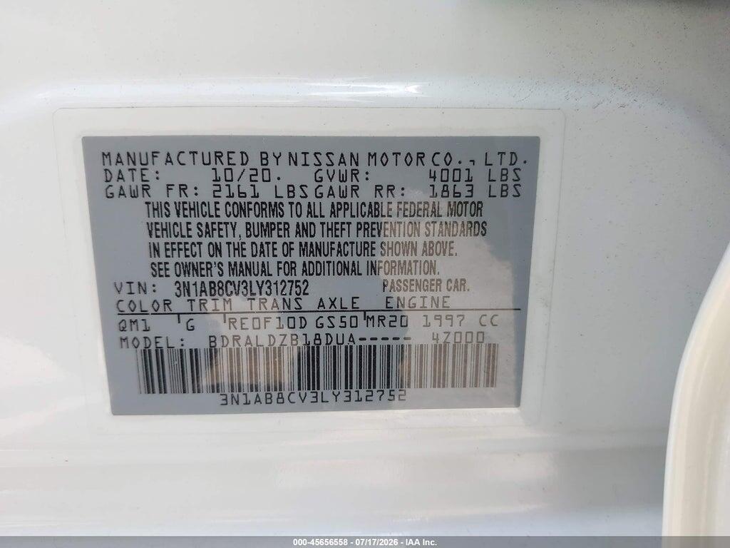 3N1AB8CV3LY312752 2020 NISSAN SENTRA photo no. 9