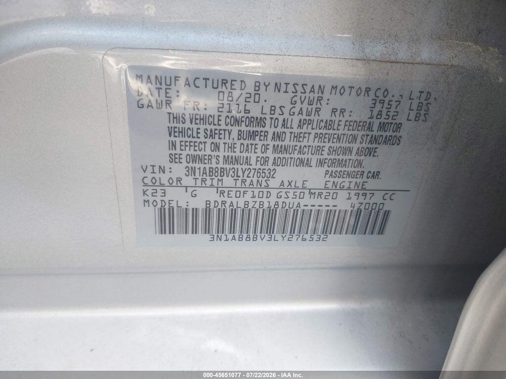 3N1AB8BV3LY276532 2020 NISSAN SENTRA photo no. 9