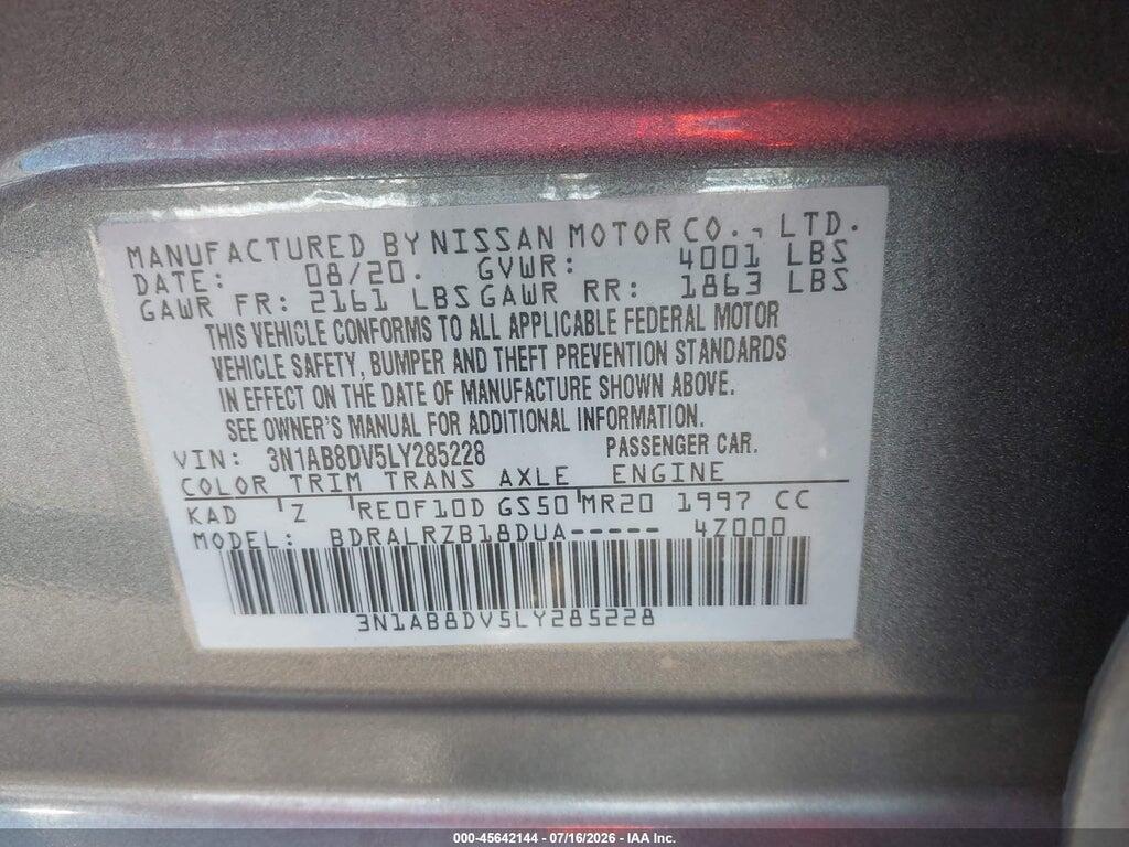 3N1AB8DV5LY285228 2020 NISSAN SENTRA photo no. 9