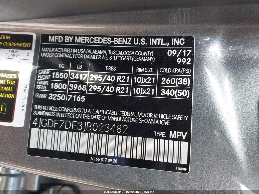 4JGDF7DE3JB023482 2018 MERCEDES-BENZ GLS 550 photo no. 9