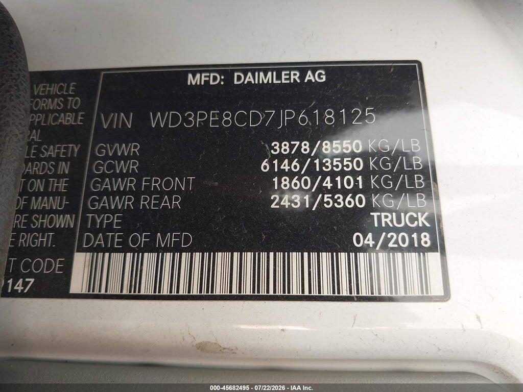 WD3PE8CD7JP618125 2018 MERCEDES-BENZ SPRINTER 2500 photo no. 9