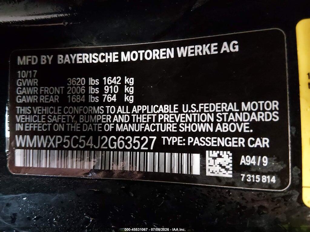 WMWXP5C54J2G63527 2018 MINI HARDTOP photo no. 9