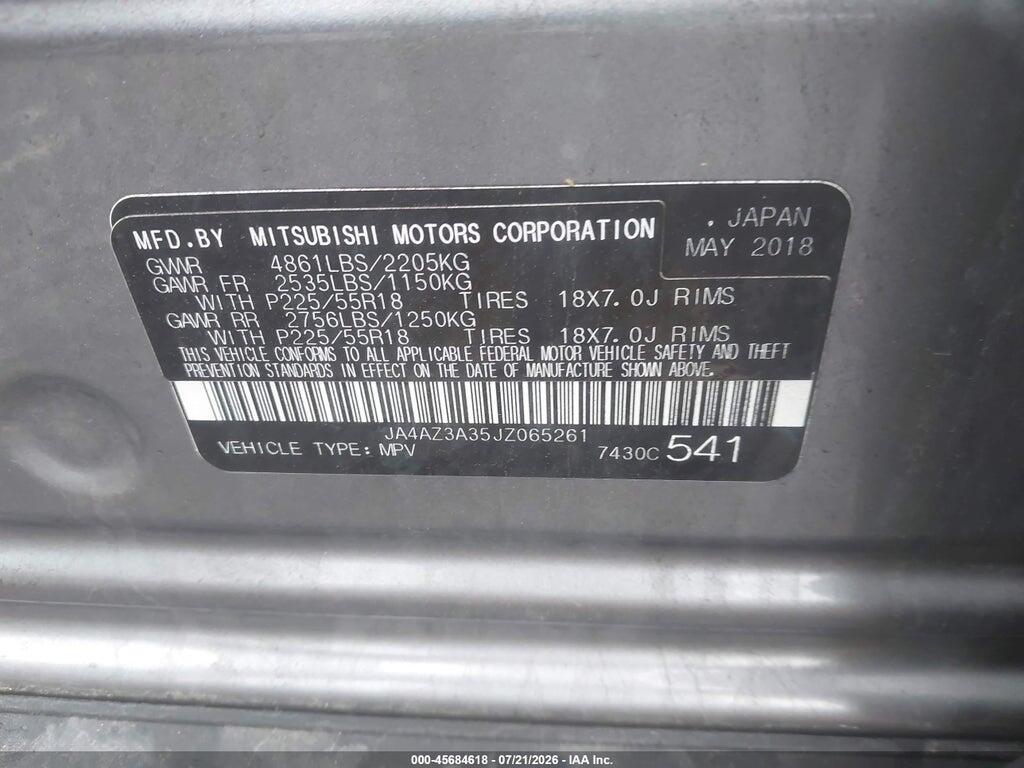 JA4AZ3A35JZ065261 2018 MITSUBISHI OUTLANDER photo no. 9