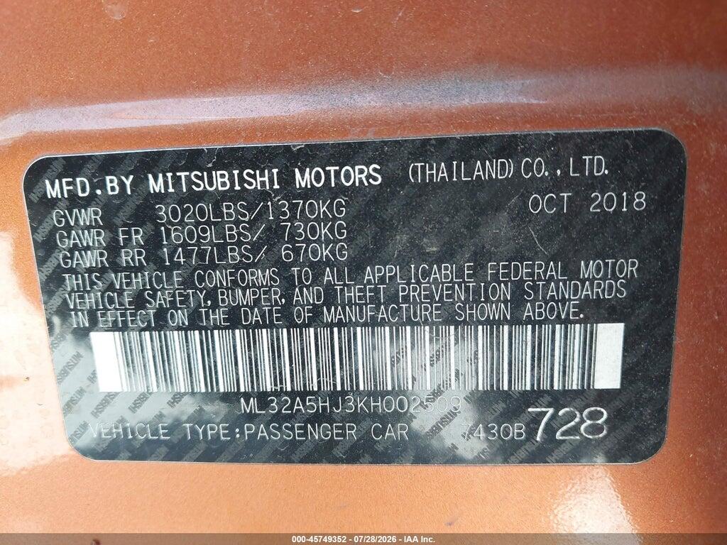 ML32A5HJ3KH002509 2019 MITSUBISHI MIRAGE photo no. 9