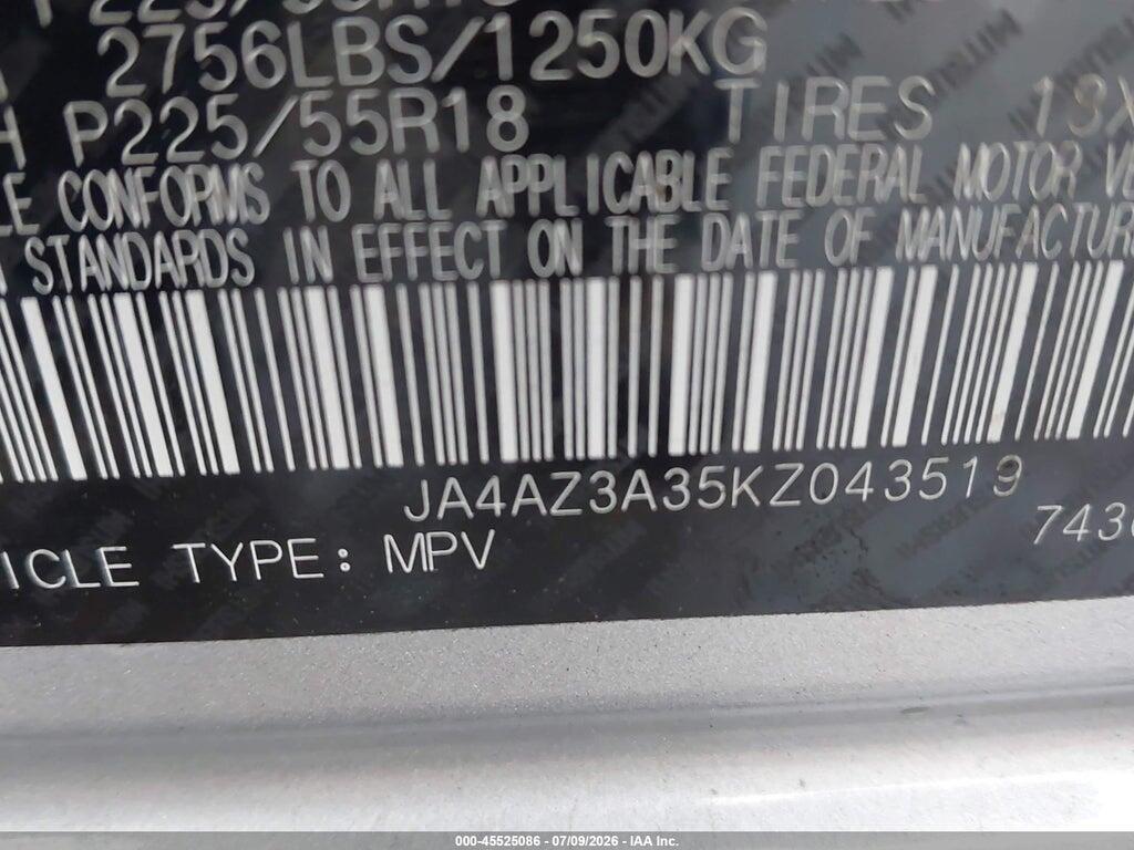 JA4AZ3A35KZ043519 2019 MITSUBISHI OUTLANDER photo no. 9