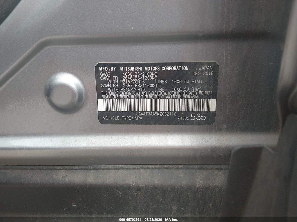 JA4AT3AA5KZ032116 2019 MITSUBISHI ECLIPSE CROSS photo no. 9