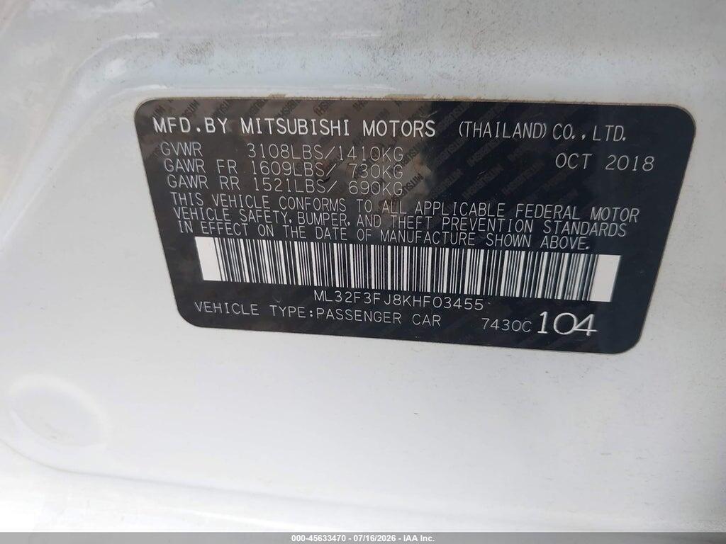 ML32F3FJ8KHF03455 2019 MITSUBISHI MIRAGE G4 photo no. 9