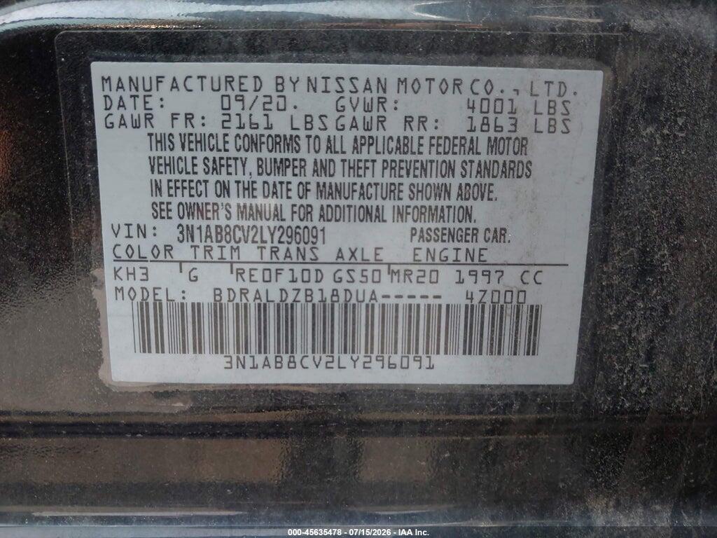 3N1AB8CV2LY296091 2020 NISSAN SENTRA photo no. 9