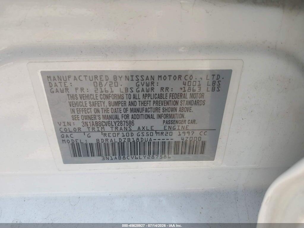 3N1AB8CV6LY287586 2020 NISSAN SENTRA photo no. 9