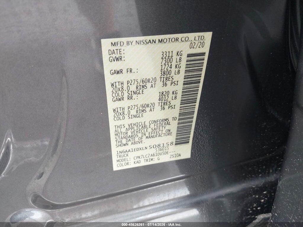 1N6AA1EDXLN508158 2020 NISSAN TITAN photo no. 9