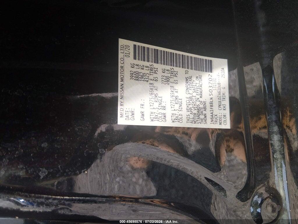 1N6AA1FB8LN503702 2020 NISSAN TITAN XD photo no. 9