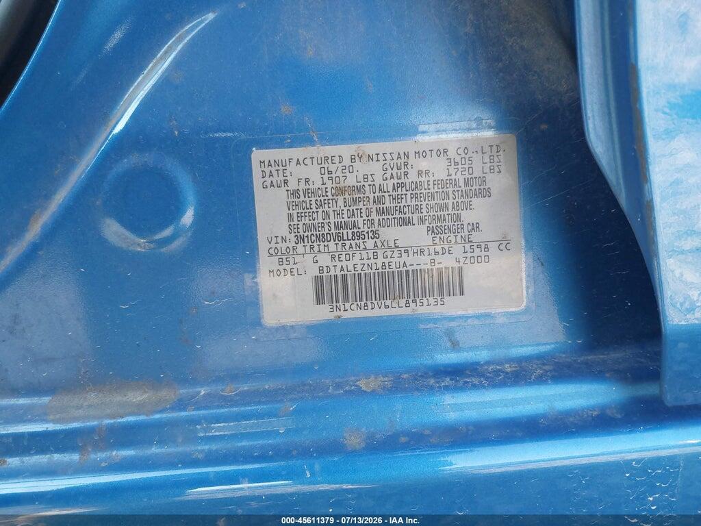 3N1CN8DV6LL895135 2020 NISSAN VERSA photo no. 9