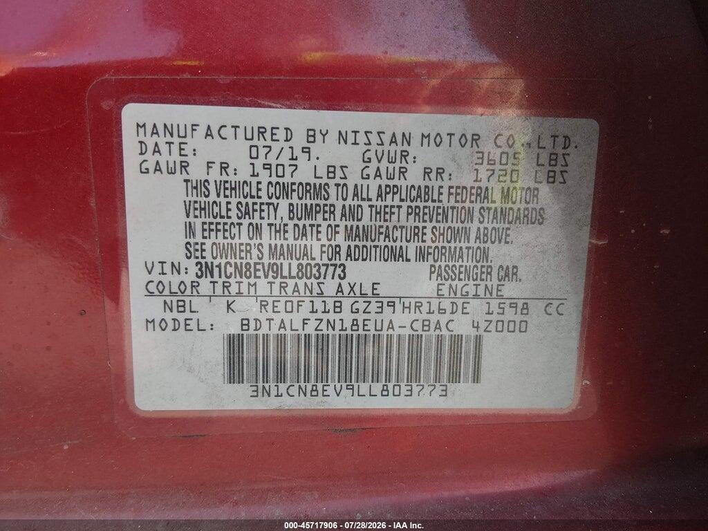 3N1CN8EV9LL803773 2020 NISSAN VERSA photo no. 9