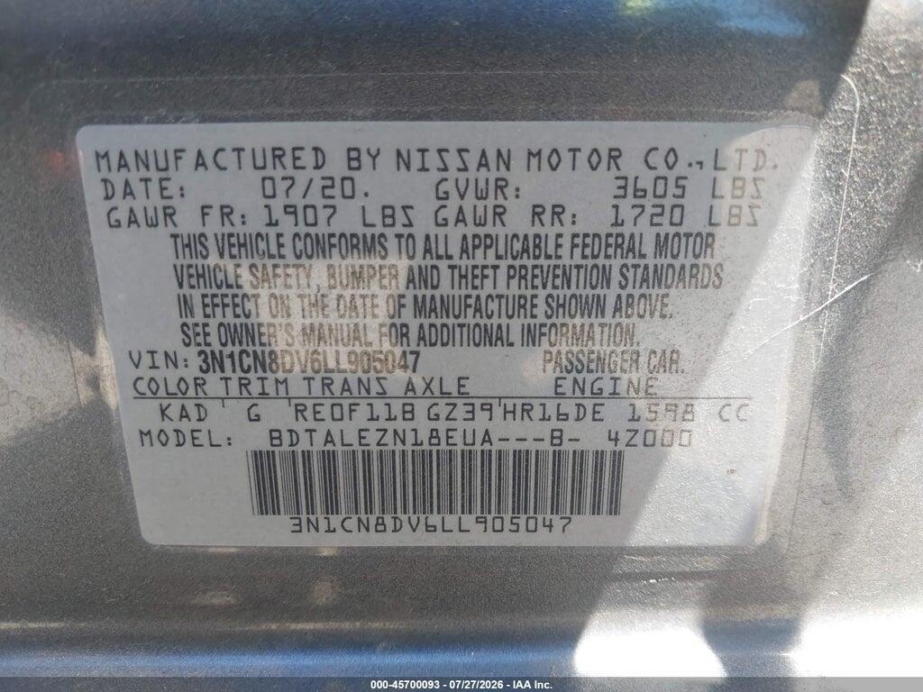 3N1CN8DV6LL905047 2020 NISSAN VERSA photo no. 9