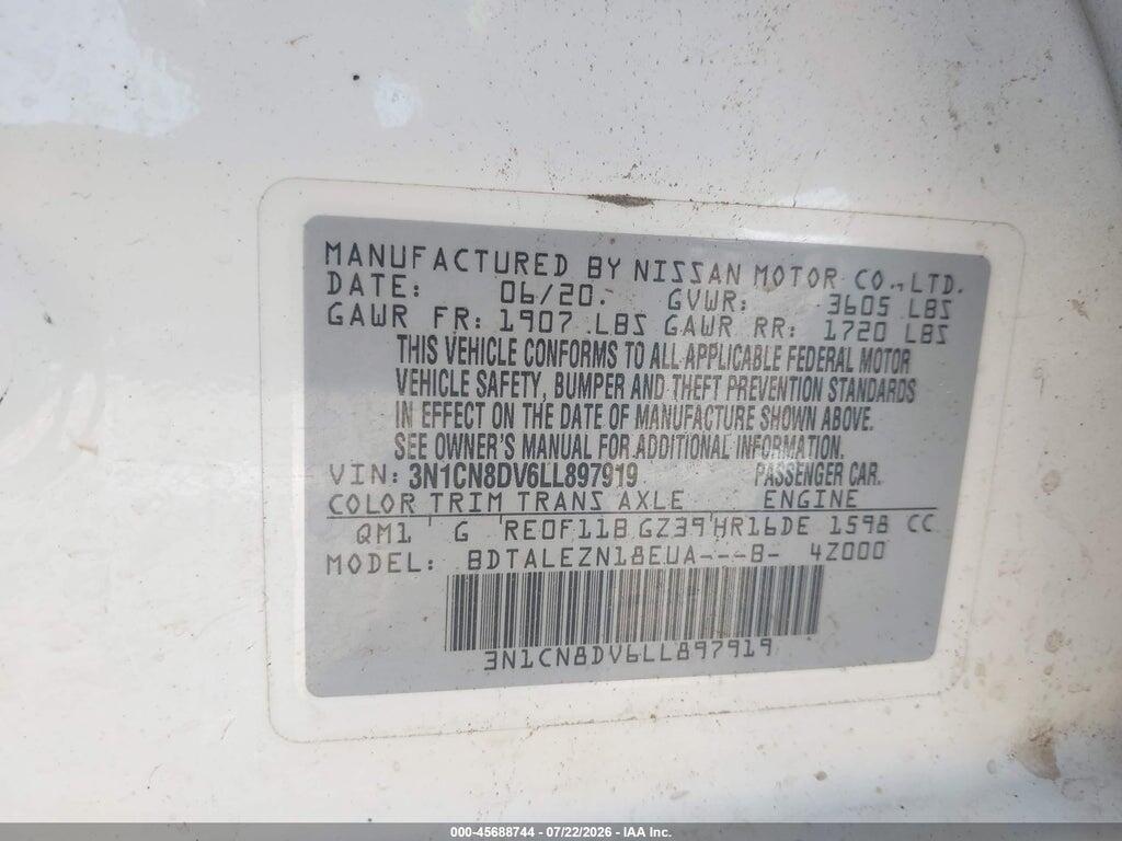 3N1CN8DV6LL897919 2020 NISSAN VERSA photo no. 9