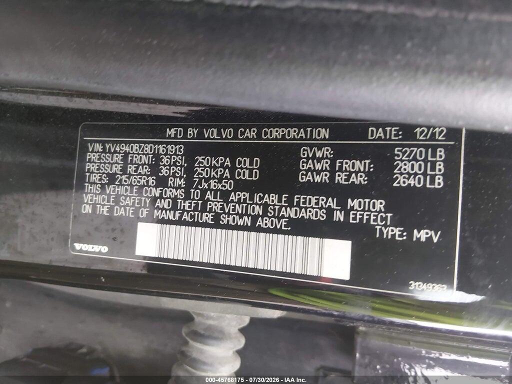 YV4940BZ8D1161913 2013 VOLVO XC70 photo no. 9