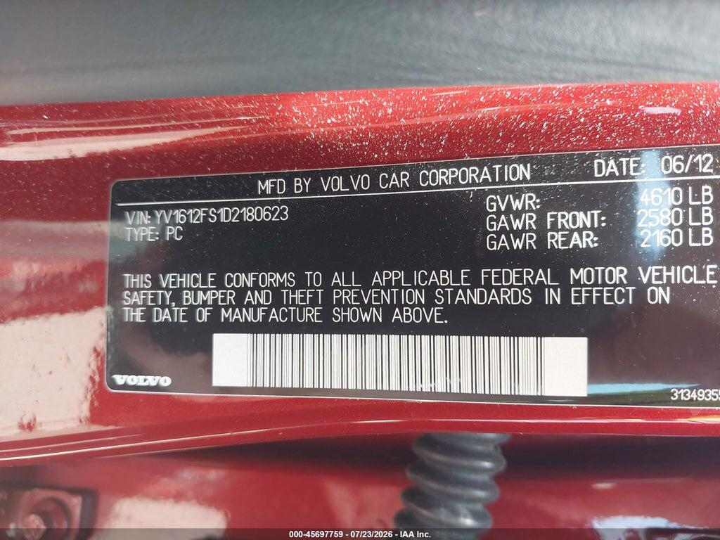 YV1612FS1D2180623 2013 VOLVO S60 photo no. 9