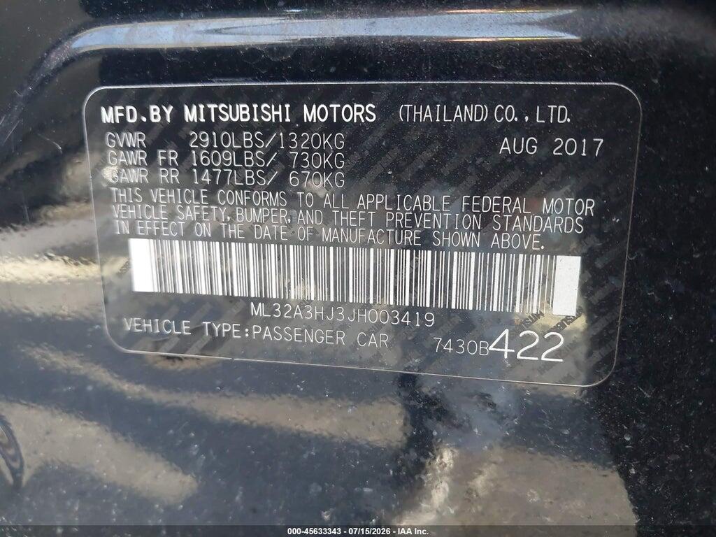 ML32A3HJ3JH003419 2018 MITSUBISHI MIRAGE photo no. 9