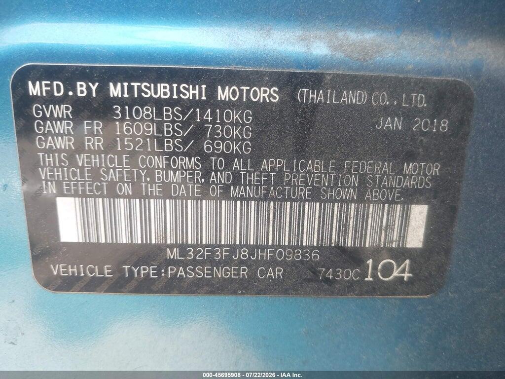 ML32F3FJ8JHF09836 2018 MITSUBISHI MIRAGE G4 photo no. 9