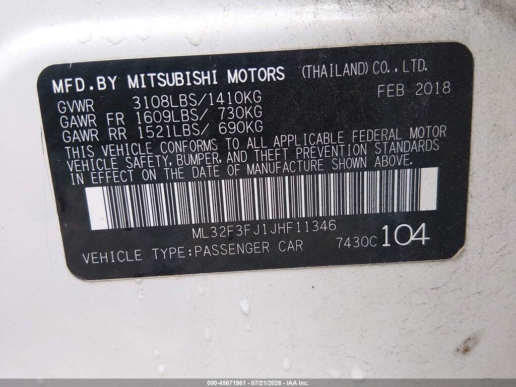 ML32F3FJ1JHF11346 2018 MITSUBISHI MIRAGE G4 photo no. 9