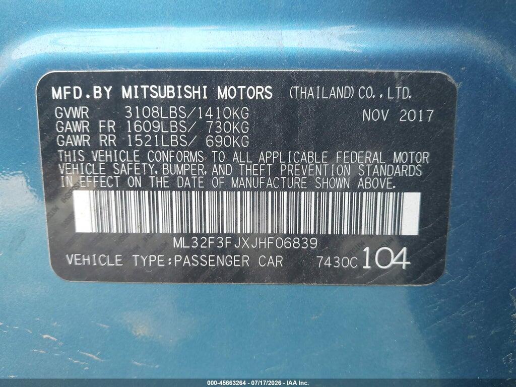 ML32F3FJXJHF06839 2018 MITSUBISHI MIRAGE G4 photo no. 9
