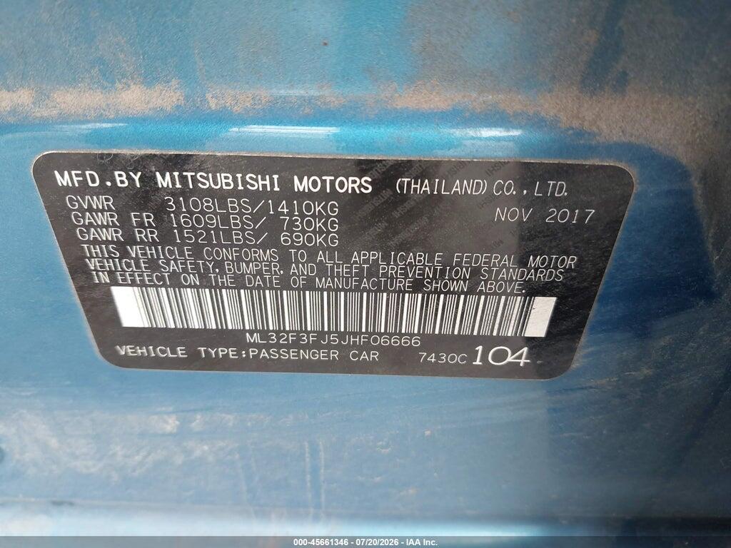 ML32F3FJ5JHF06666 2018 MITSUBISHI MIRAGE G4 photo no. 9