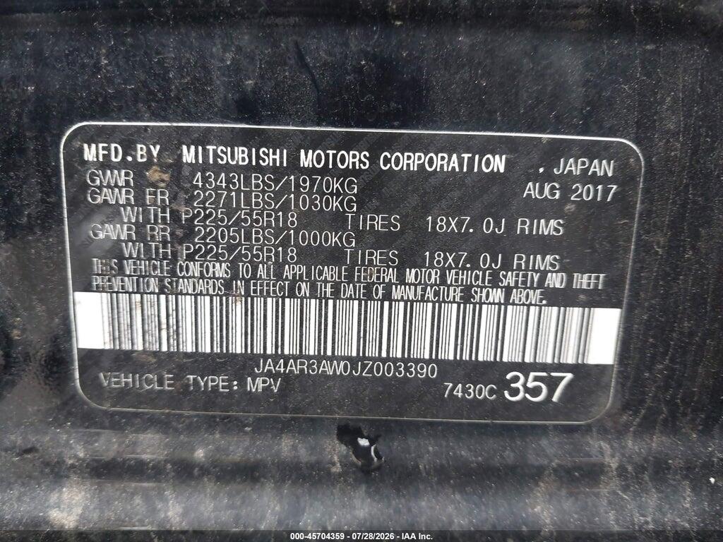 JA4AR3AW0JZ003390 2018 MITSUBISHI OUTLANDER SPORT photo no. 9