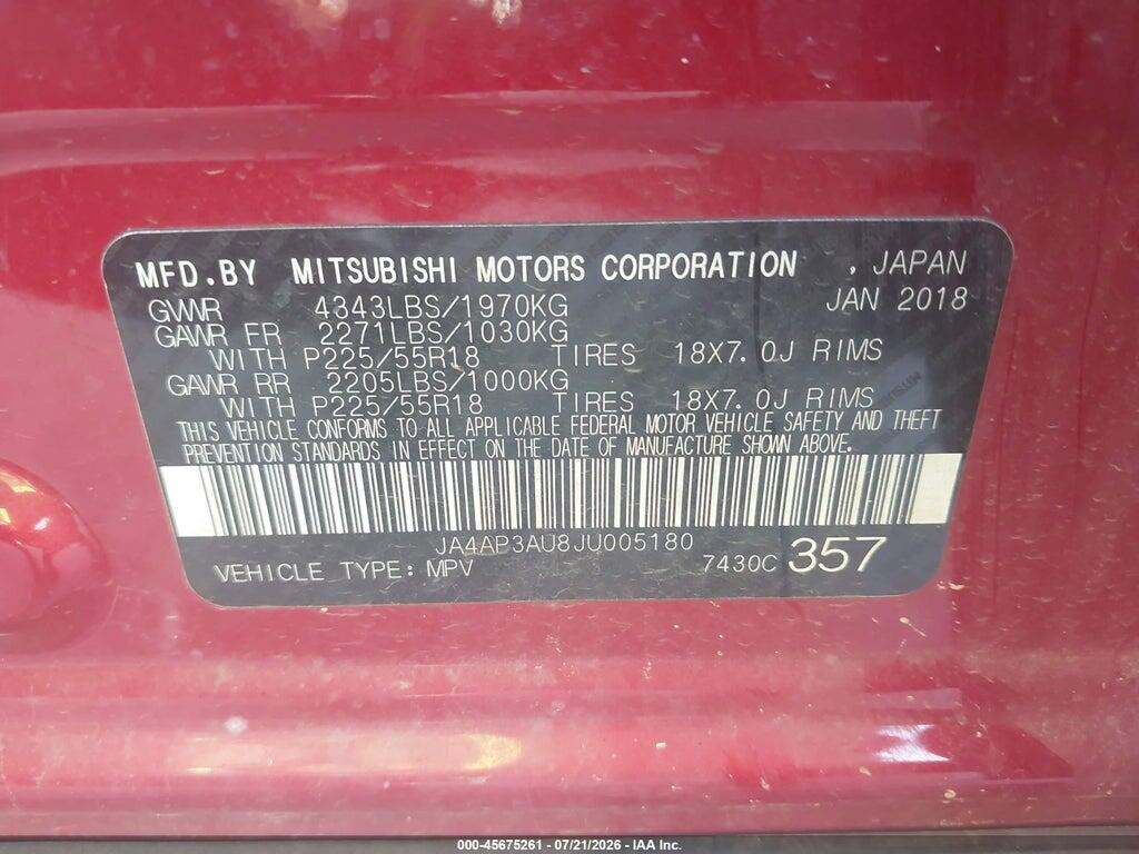 JA4AP3AU8JU005180 2018 MITSUBISHI OUTLANDER SPORT photo no. 9