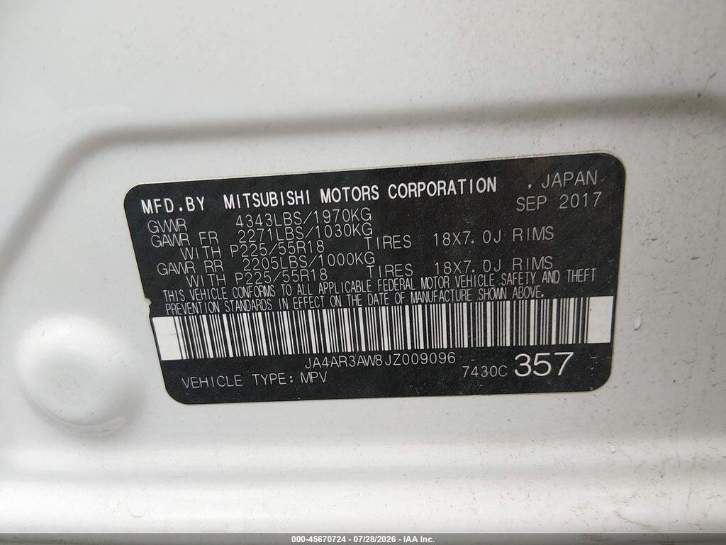 JA4AR3AW8JZ009096 2018 MITSUBISHI OUTLANDER SPORT photo no. 9