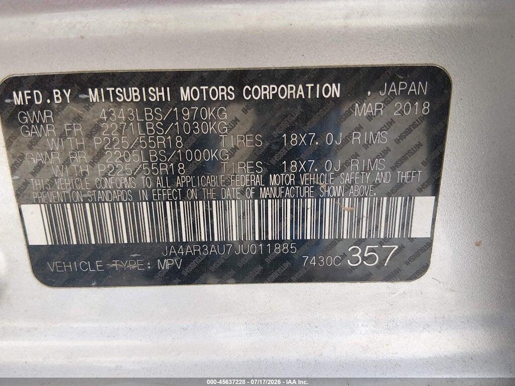 JA4AR3AU7JU011885 2018 MITSUBISHI OUTLANDER SPORT photo no. 9