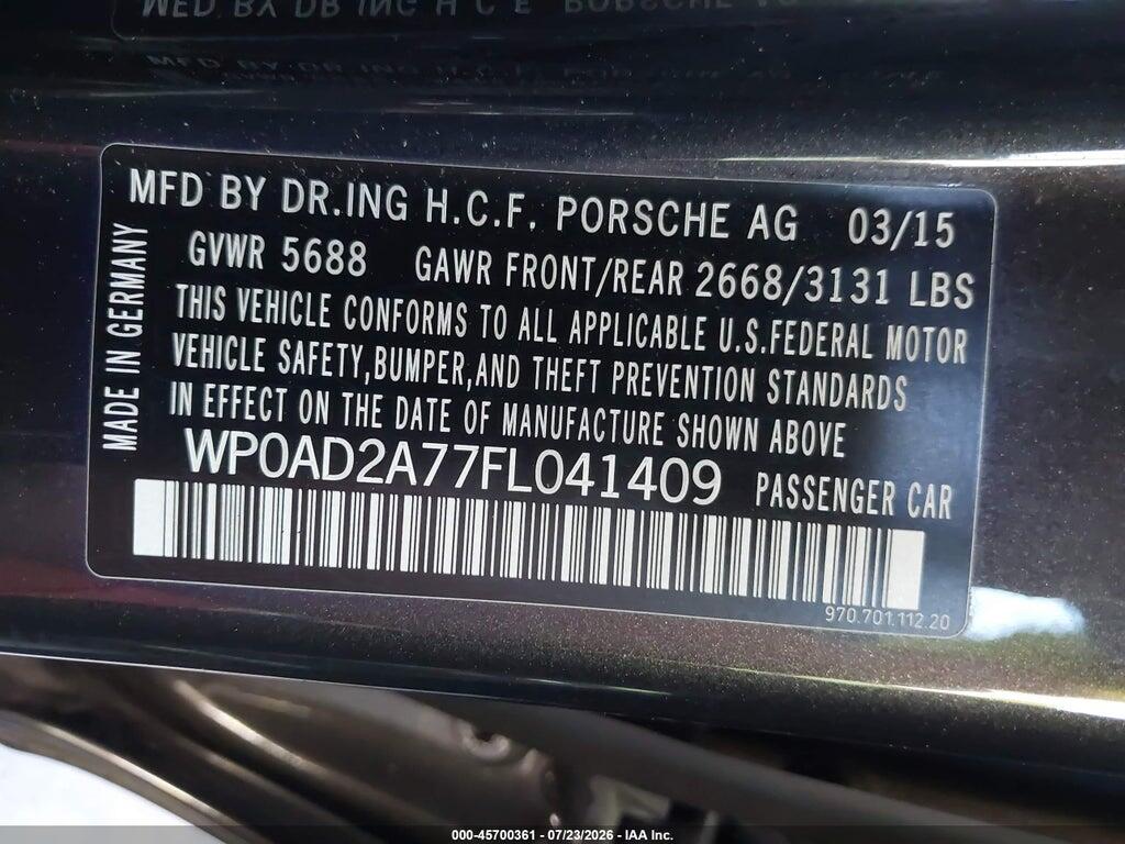 WP0AD2A77FL041409 2015 PORSCHE PANAMERA E-HYBRID photo no. 9