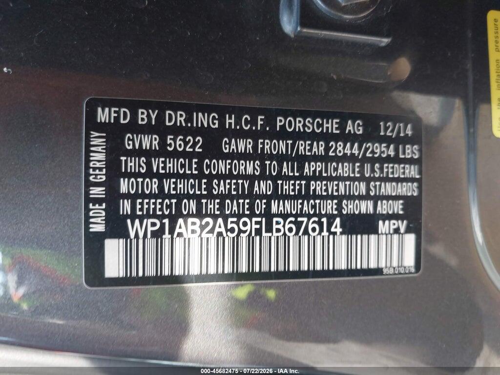 WP1AB2A59FLB67614 2015 PORSCHE MACAN photo no. 9