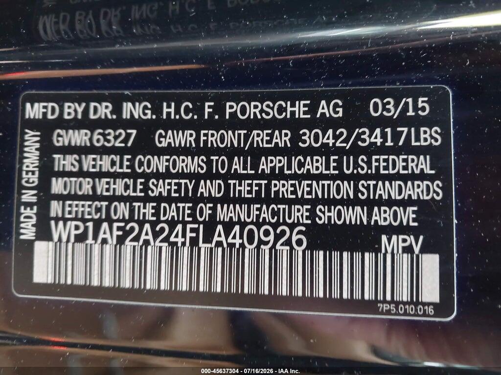 WP1AF2A24FLA40926 2015 PORSCHE CAYENNE photo no. 9