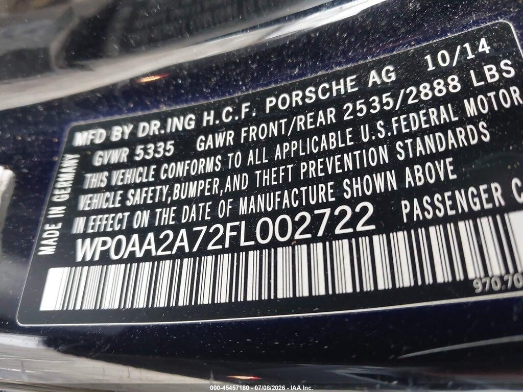 WP0AA2A72FL002722 2015 PORSCHE PANAMERA photo no. 9