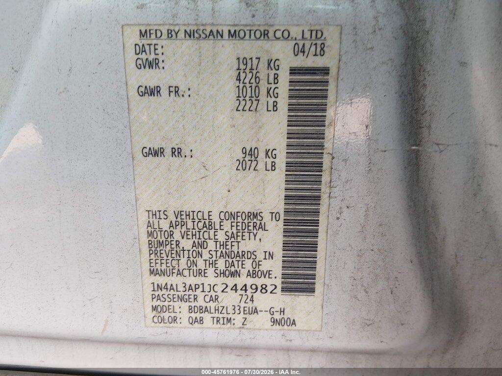 1N4AL3AP1JC244982 2018 NISSAN ALTIMA photo no. 9