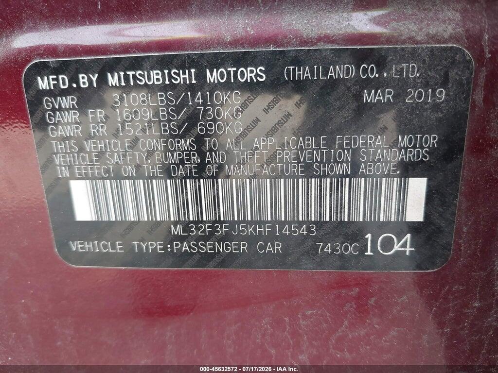 ML32F3FJ5KHF14543 2019 MITSUBISHI MIRAGE G4 photo no. 9