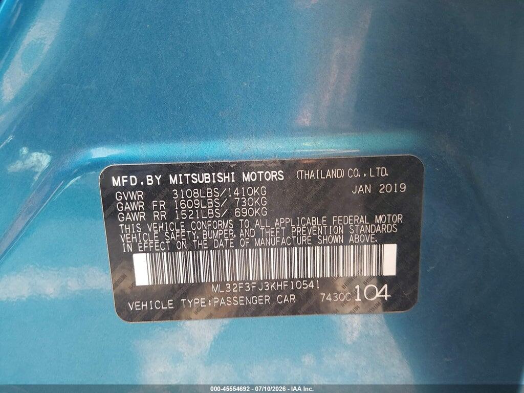 ML32F3FJ3KHF10541 2019 MITSUBISHI MIRAGE G4 photo no. 9