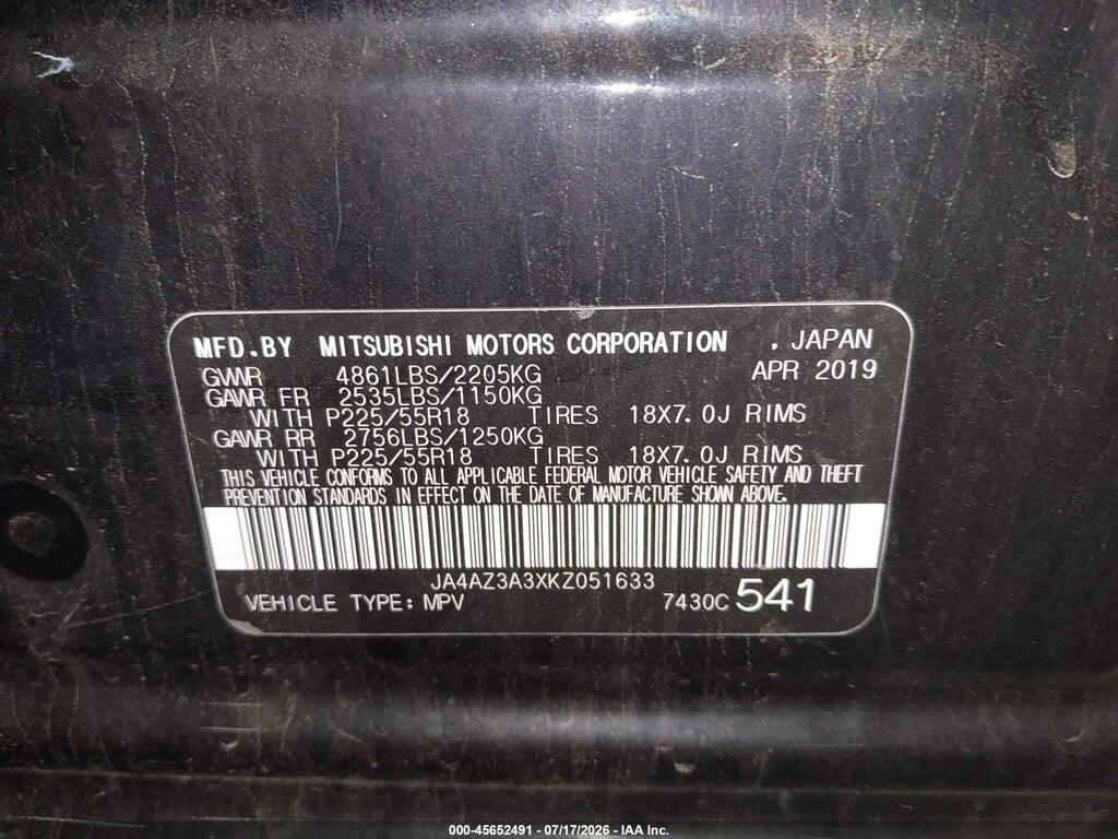 JA4AZ3A3XKZ051633 2019 MITSUBISHI OUTLANDER photo no. 9