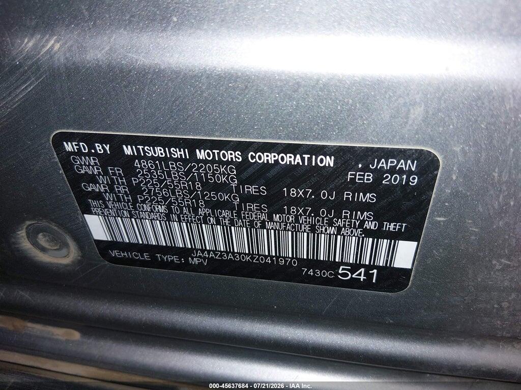 JA4AZ3A30KZ041970 2019 MITSUBISHI OUTLANDER photo no. 9