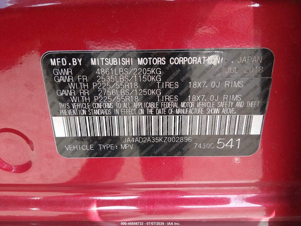 JA4AD2A35KZ002896 2019 MITSUBISHI OUTLANDER photo no. 9