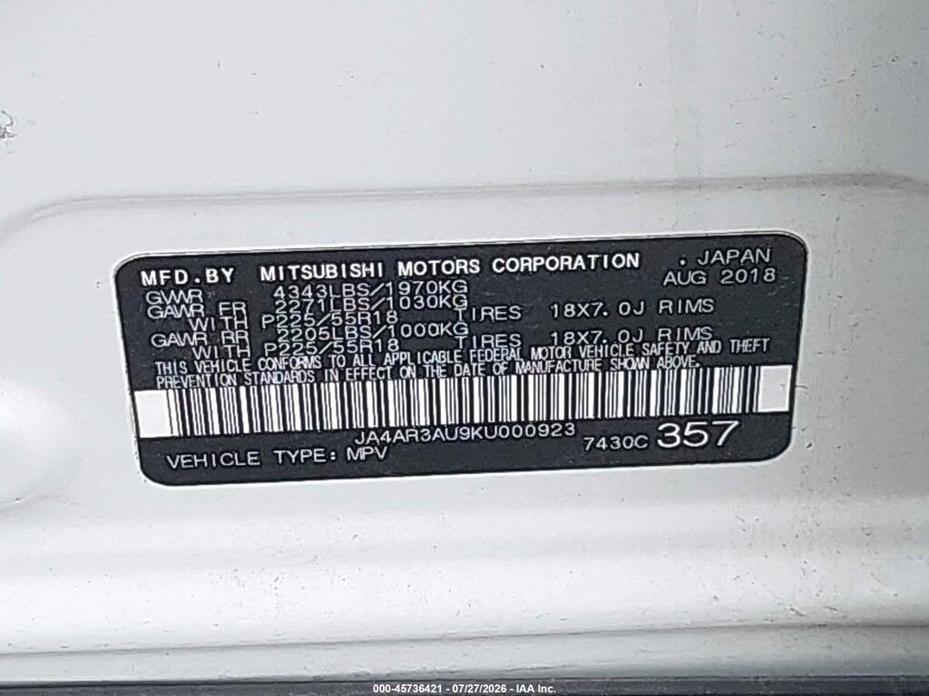 JA4AR3AU9KU000923 2019 MITSUBISHI OUTLANDER SPORT photo no. 9