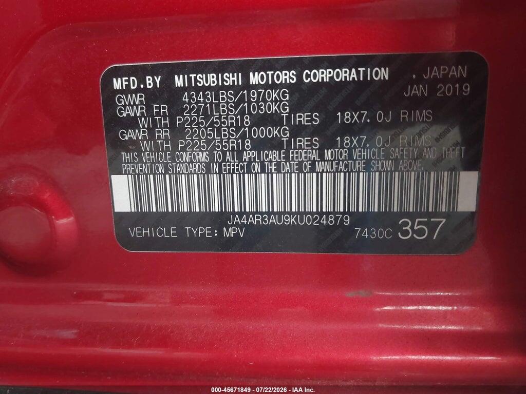 JA4AR3AU9KU024879 2019 MITSUBISHI OUTLANDER SPORT photo no. 9