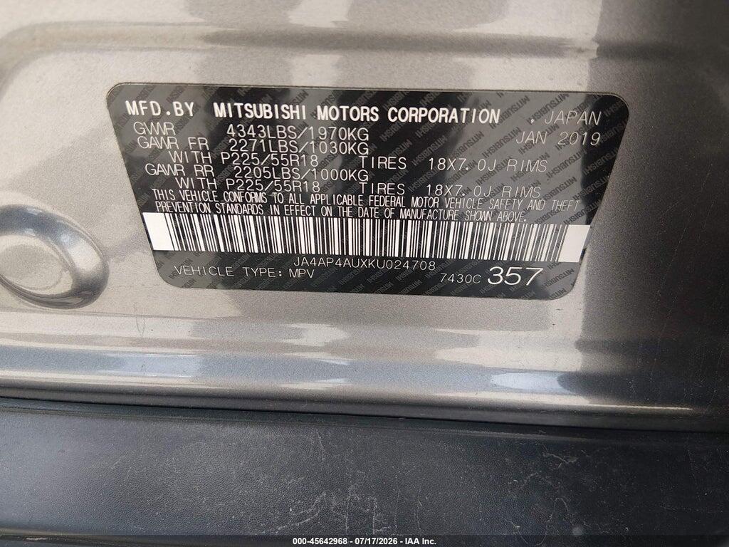 JA4AP4AUXKU024708 2019 MITSUBISHI OUTLANDER SPORT photo no. 9
