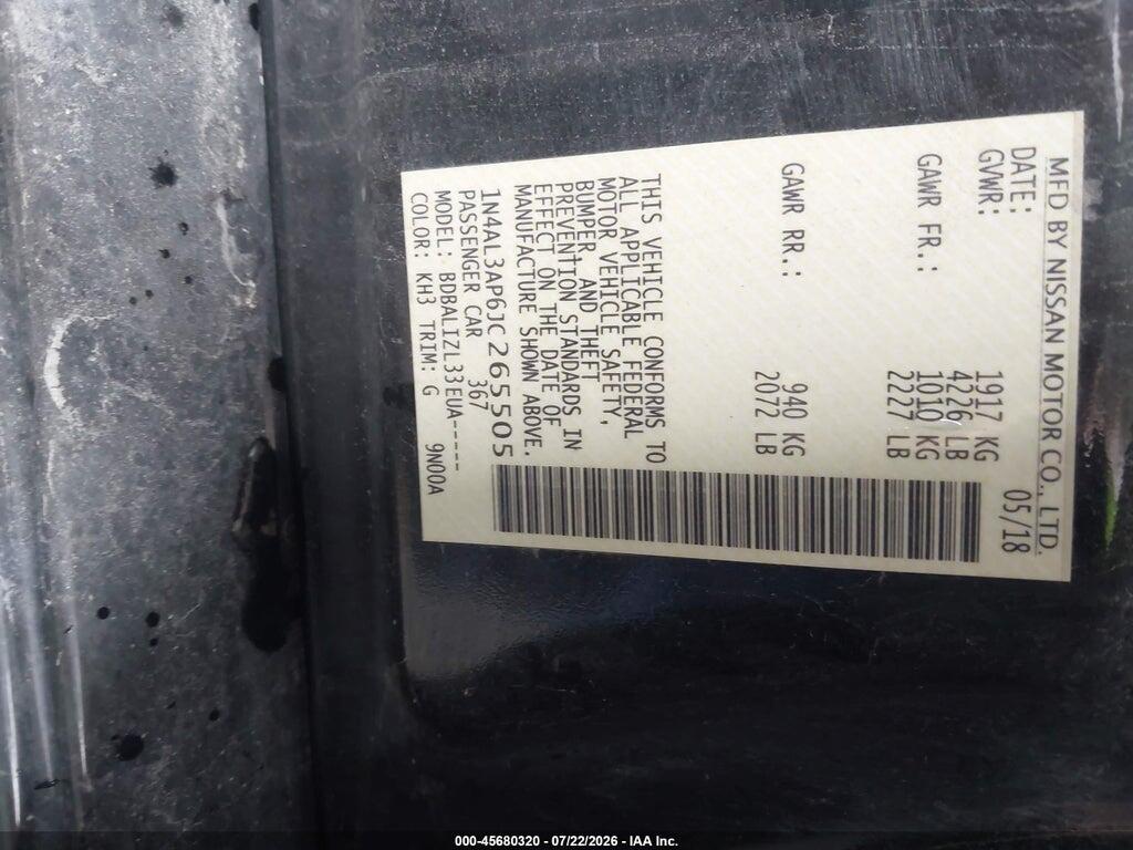 1N4AL3AP6JC265505 2018 NISSAN ALTIMA photo no. 9