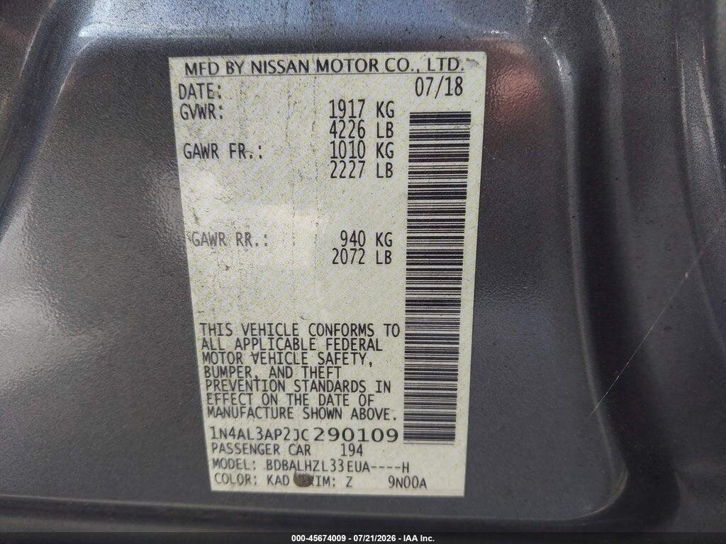 1N4AL3AP2JC290109 2018 NISSAN ALTIMA photo no. 9