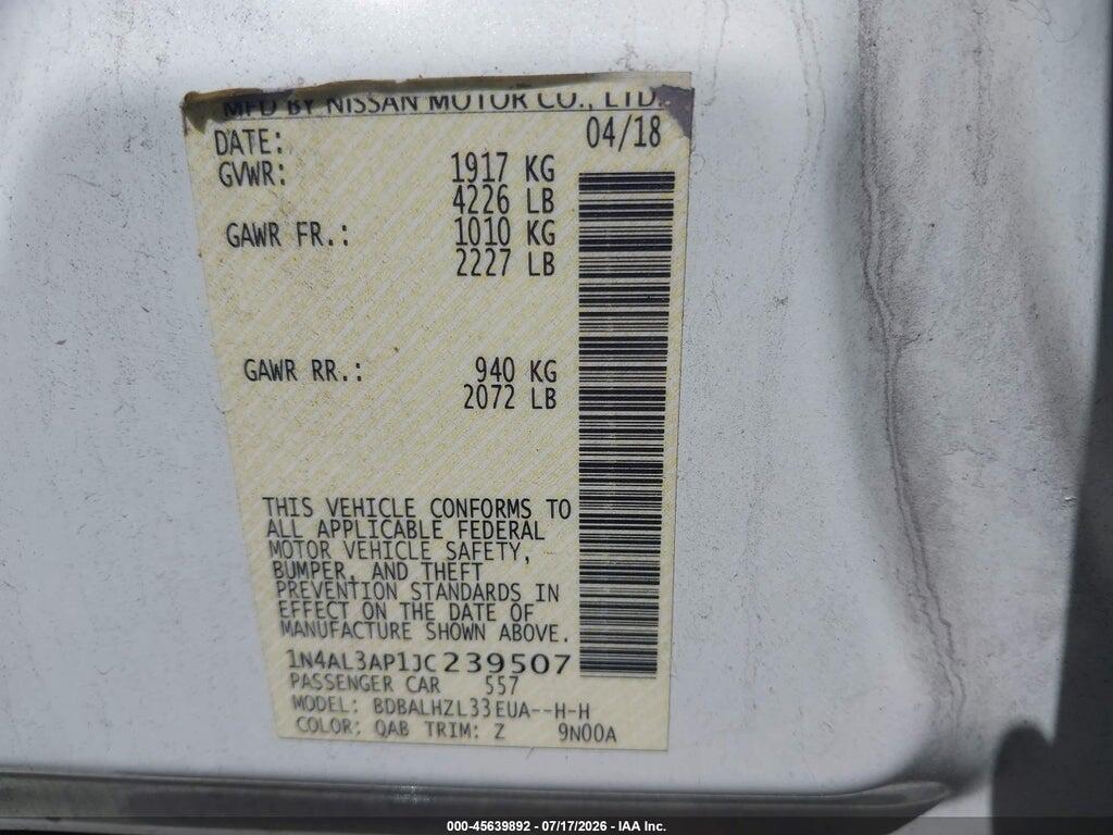 1N4AL3AP1JC239507 2018 NISSAN ALTIMA photo no. 9